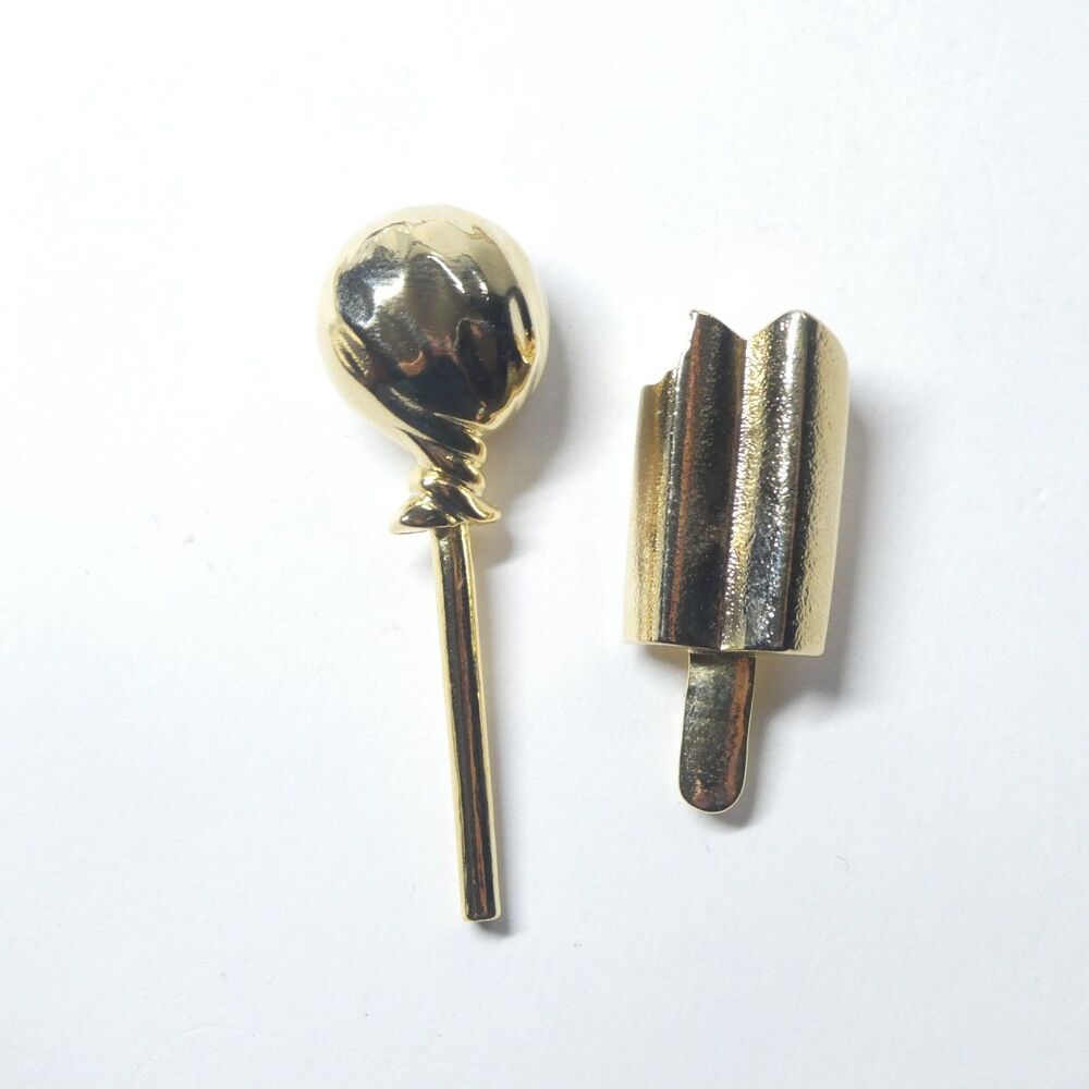 Lollipop & Popsicle Pins Goldtone Metal Vintage